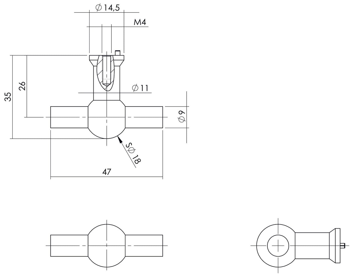 Intersteel meubelknop T-vorm 18 mm recht rvs geborsteld detail