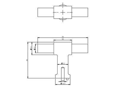 Intersteel meubelknop T-vorm 20 mm recht/recht rvs geborsteld detail