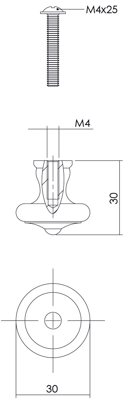 Intersteel meubelknop 30mm smeedijzer zwart – detailfoto