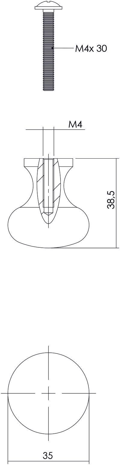 Intersteel meubelknop 35mm smeedijzer zwart – detailfoto