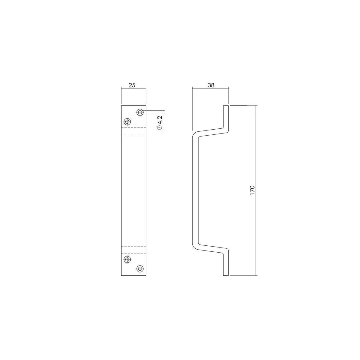 Intersteel Handgreep 170mm Aluminium F1 – detail