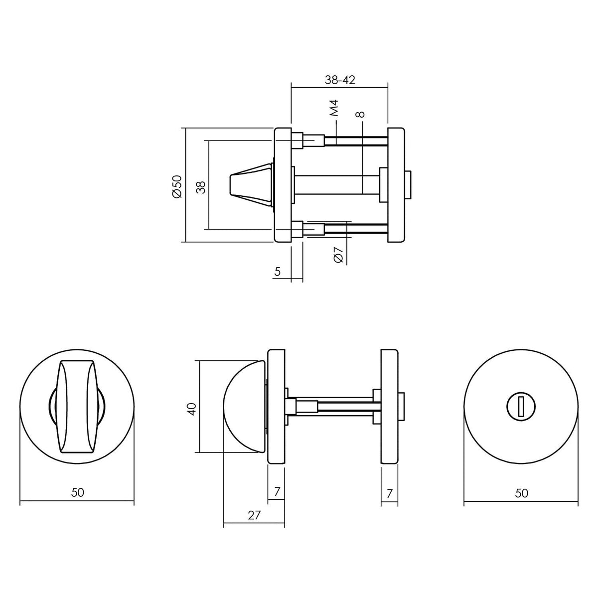 Intersteel rozet met toilet-badkamersluiting aluminium detail