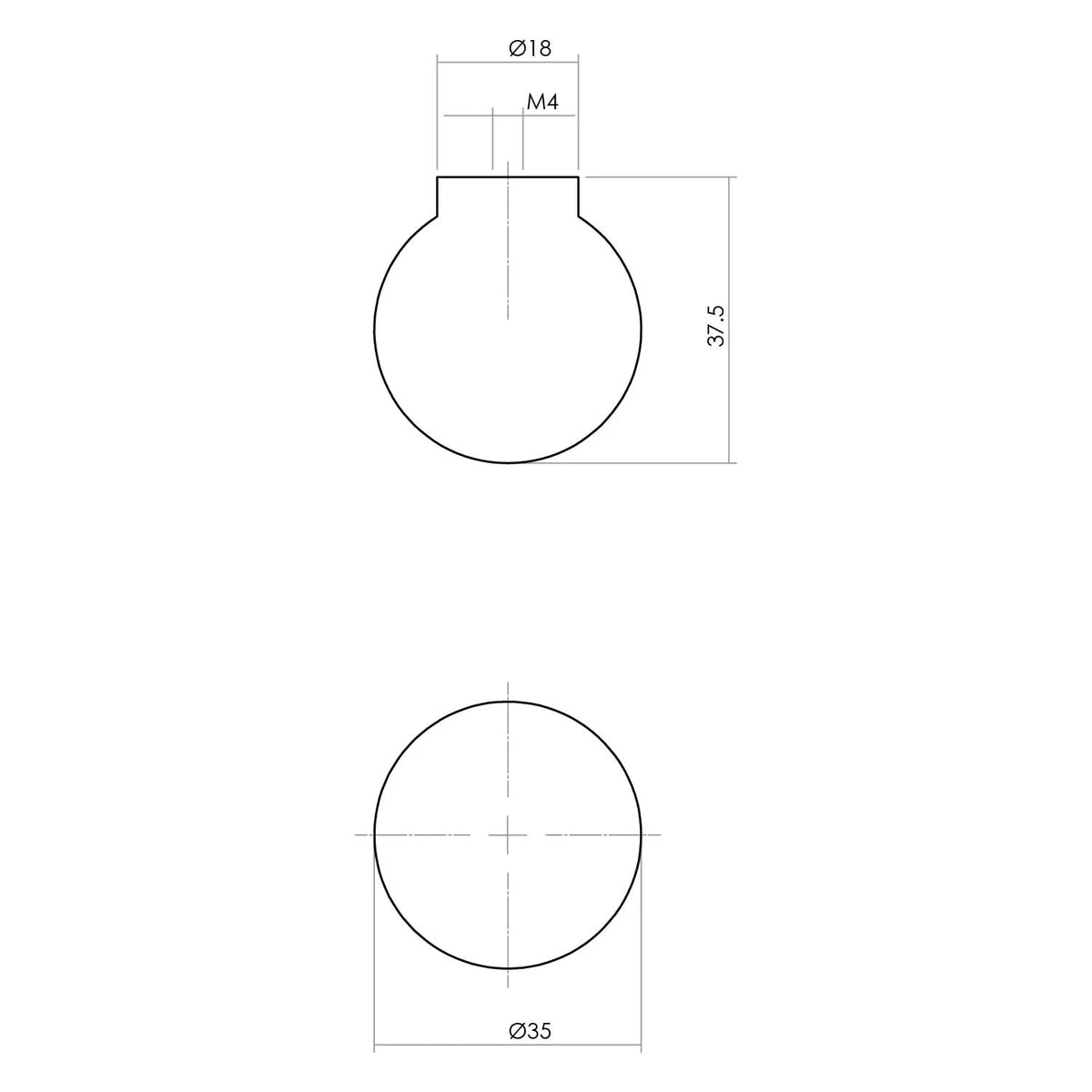 Intersteel houten meubelknop 35mm essenhout – detailfoto