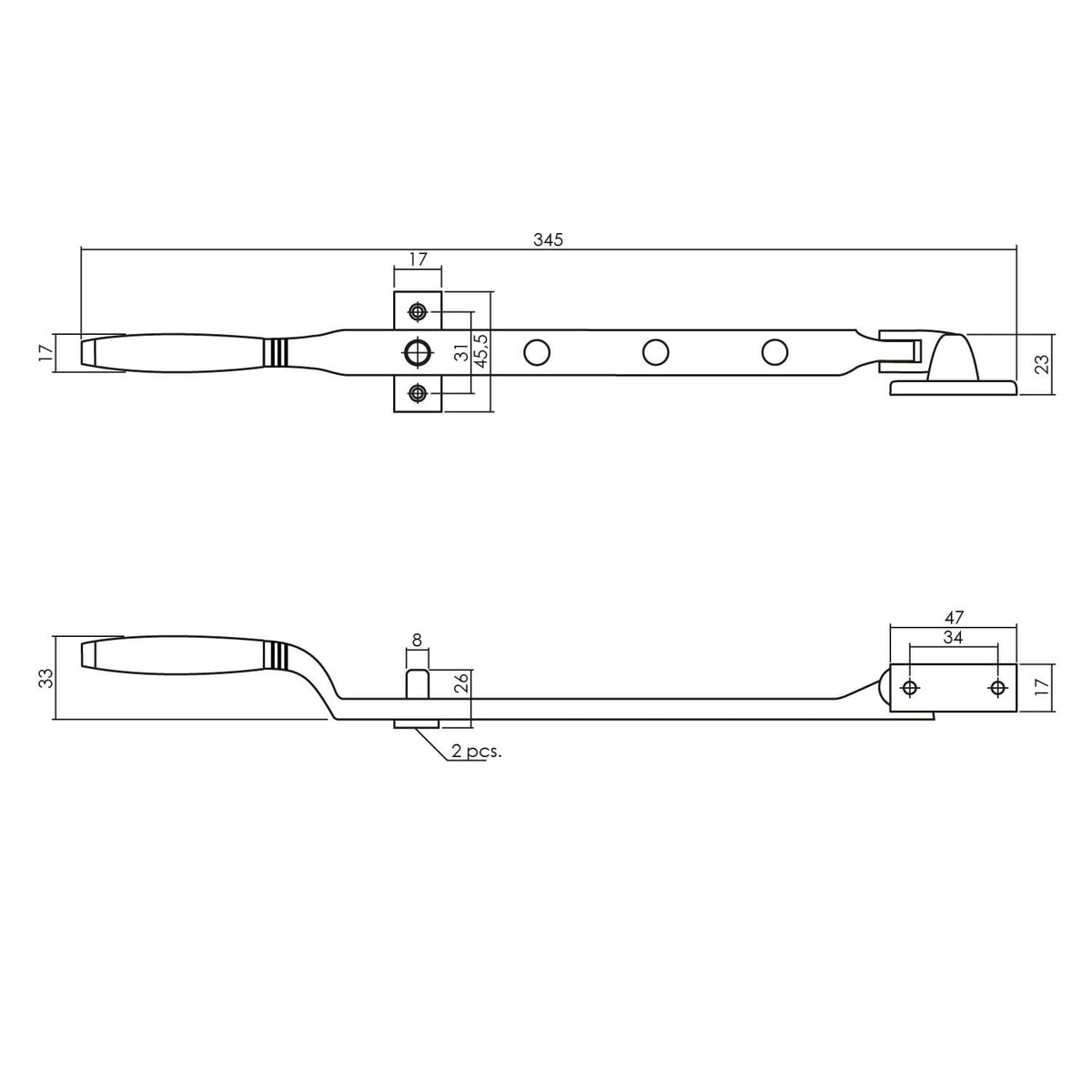 Intersteel raamuitzetter Ton chroom mat detail