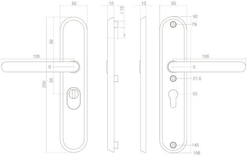 Intersteel veiligheidsbeslag PC55 RVS geborsteld met kerntrekbeveiliging – detailweergave