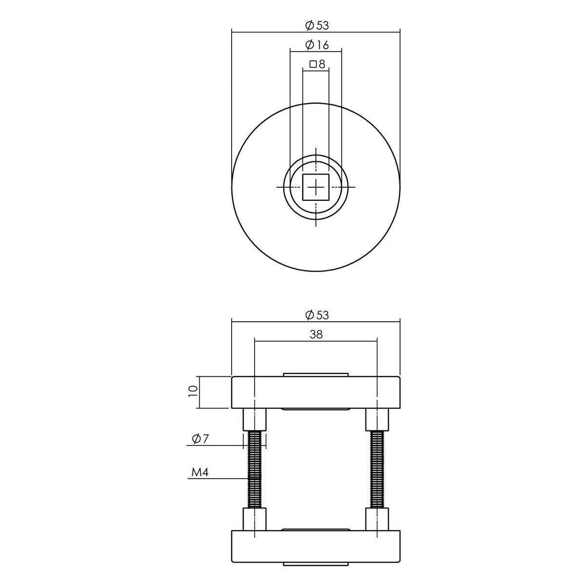 Intersteel achterdeurbeslag set Jura ronde rvs geborsteld – maatschets
