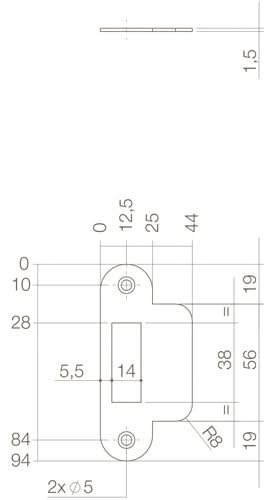 Intersteel sluitplaat RVS korte lip – detail