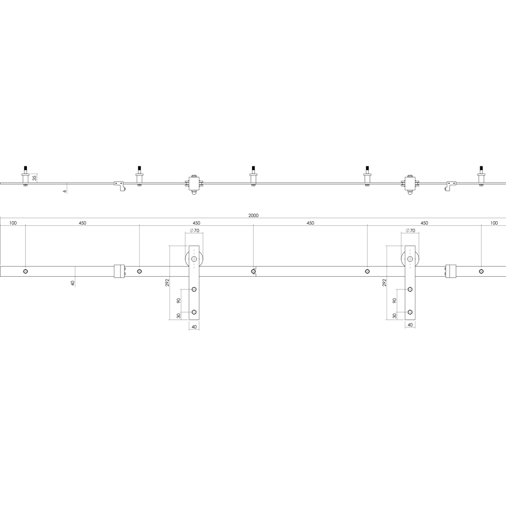 Intersteel DIY-schuifdeur Cubo zwart montageonderdelen - overzicht