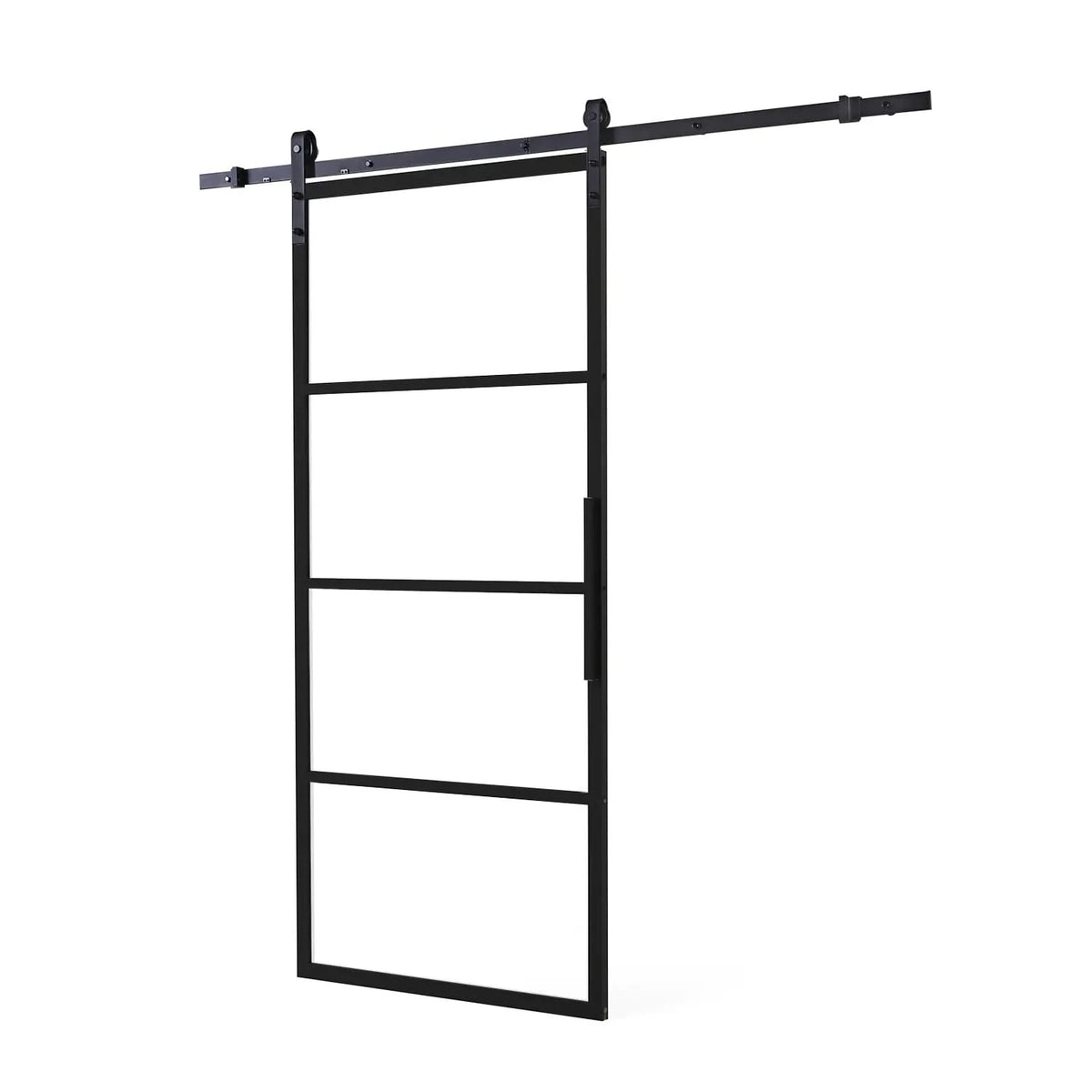Intersteel DIY-schuifdeur Cubo zwart met transparant glas - vooraanzicht