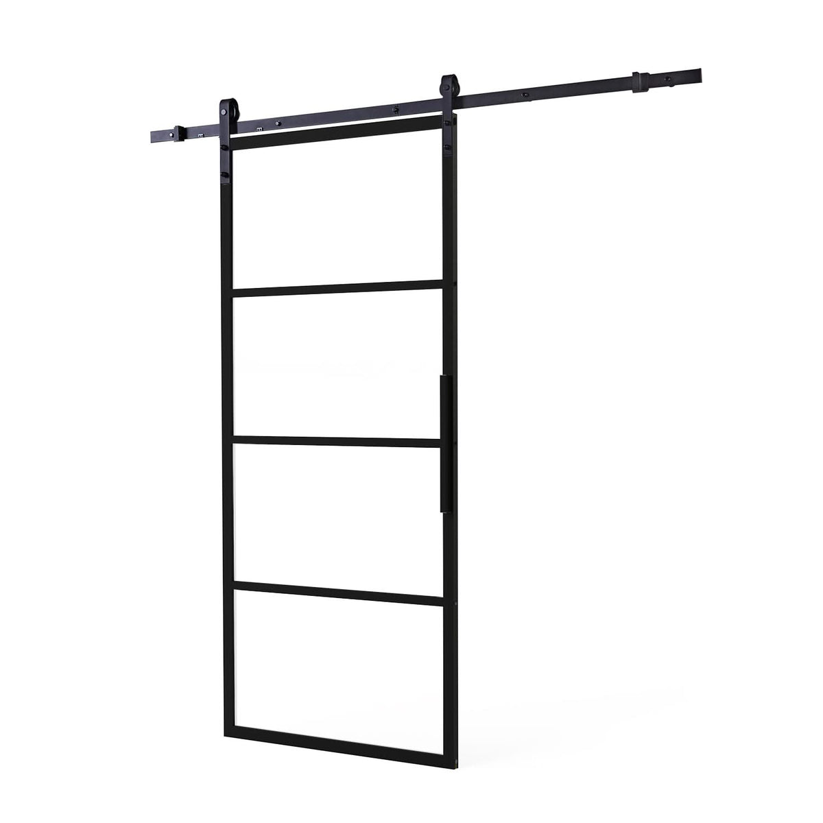 Intersteel DIY-schuifdeur Cubo zwart met transparant glas 235 cm - vooraanzicht