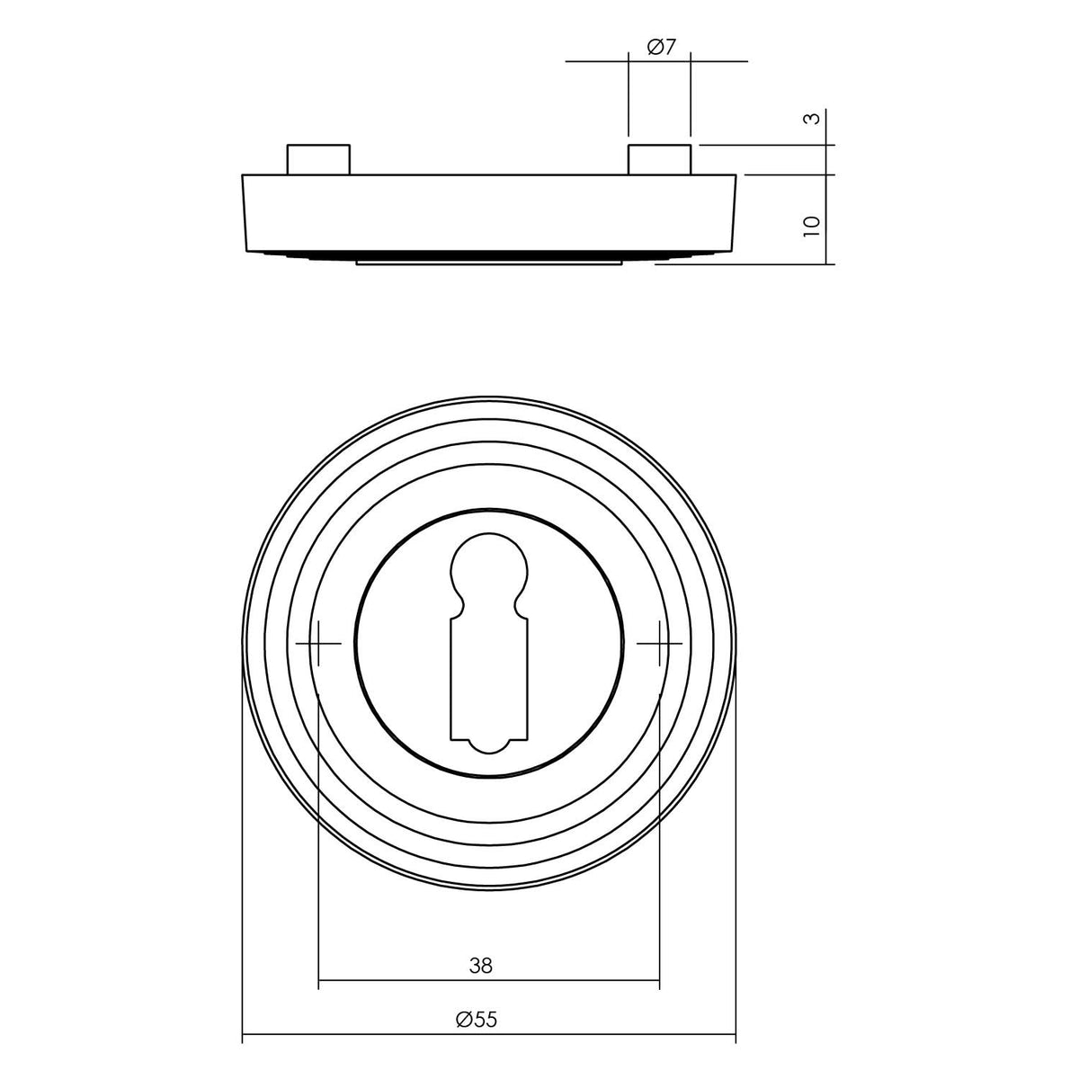 Intersteel rozet met sleutelgat messing titaan PVD detail