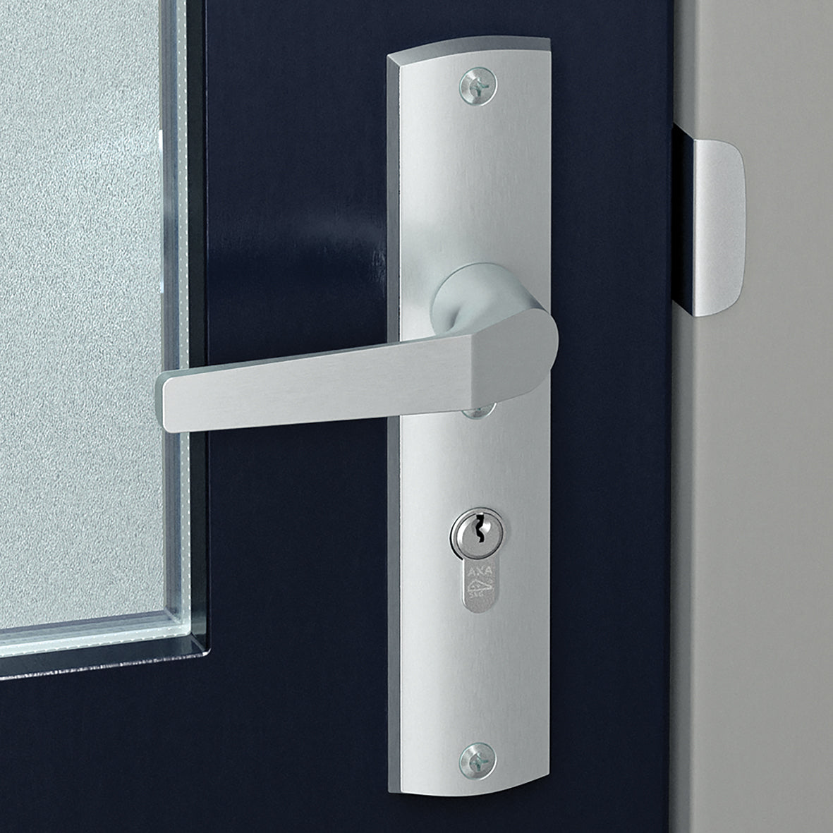 AXA | Veiligheidsbeslag Premium kruk Wing+Arrow PC92 anti-kerntrek | Aluminium naturel