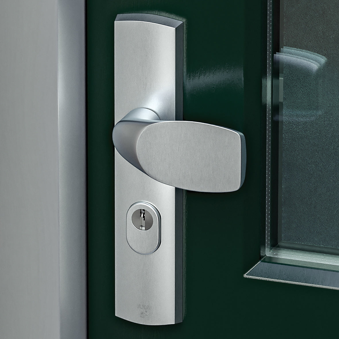AXA | Veiligheidsbeslag Curve Plus kruk Wing+Blok PC92 anti-kerntrek | Aluminium naturel