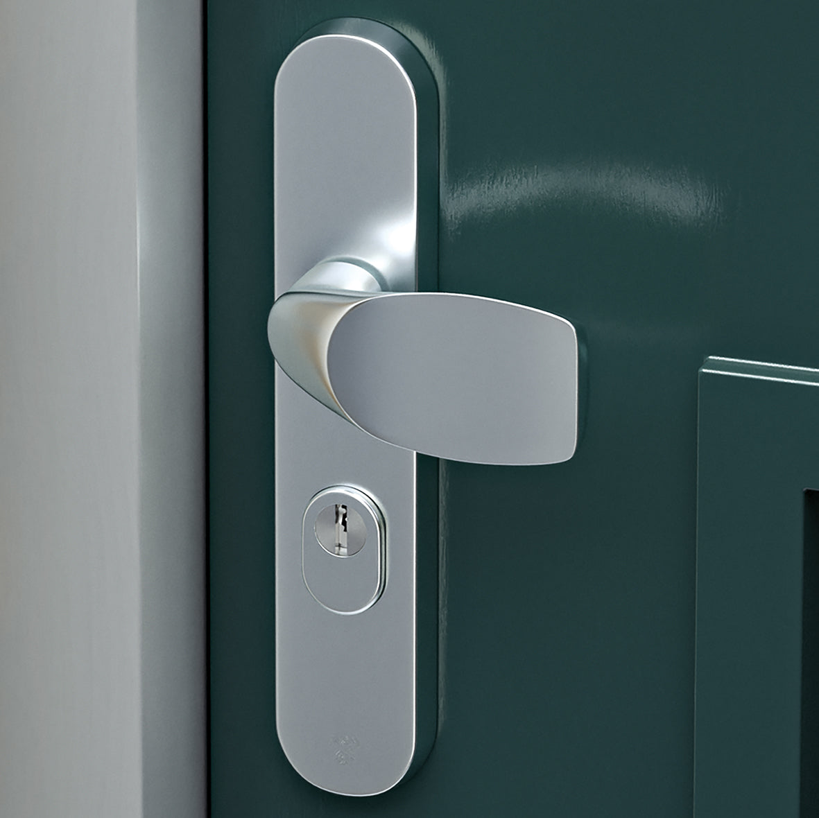 AXA | Veiligheidsbeslag Oval Plus Wing-knop+kruk U PC92 anti-kerntrek | Aluminium naturel F1