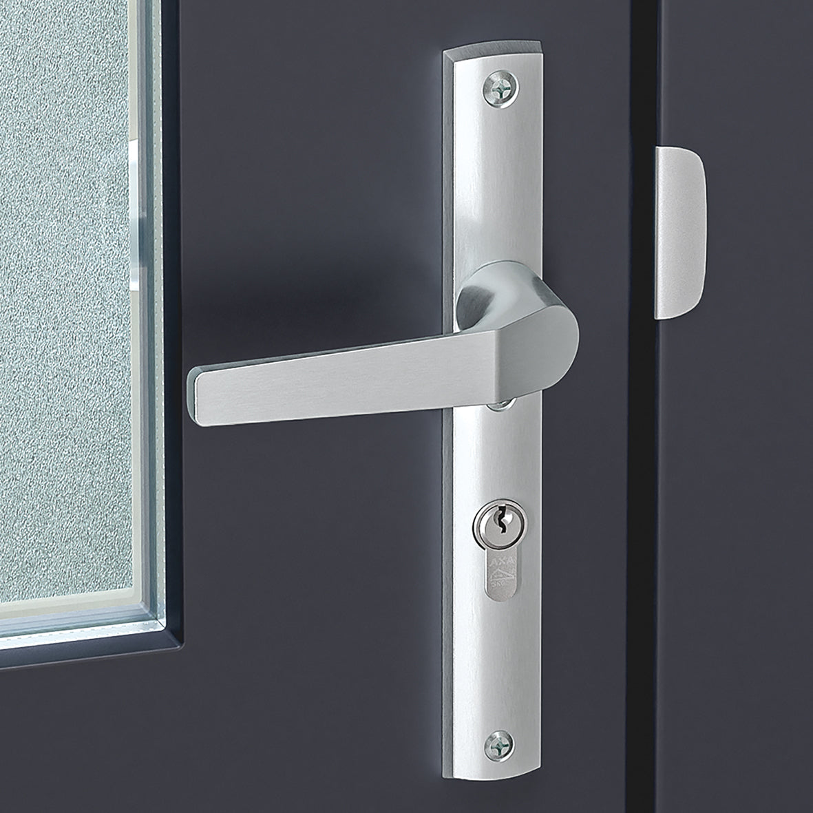 AXA | Veiligheidsbeslag Premium smal kruk Wing+Arrow PC72 anti-kerntrek | Aluminium naturel