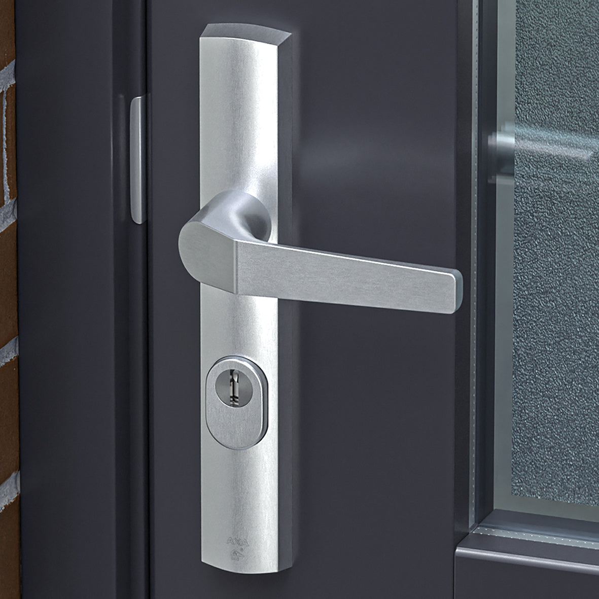 AXA | Veiligheidsbeslag Premium smal kruk Arrow PC92 anti-kerntrek | Aluminium naturel