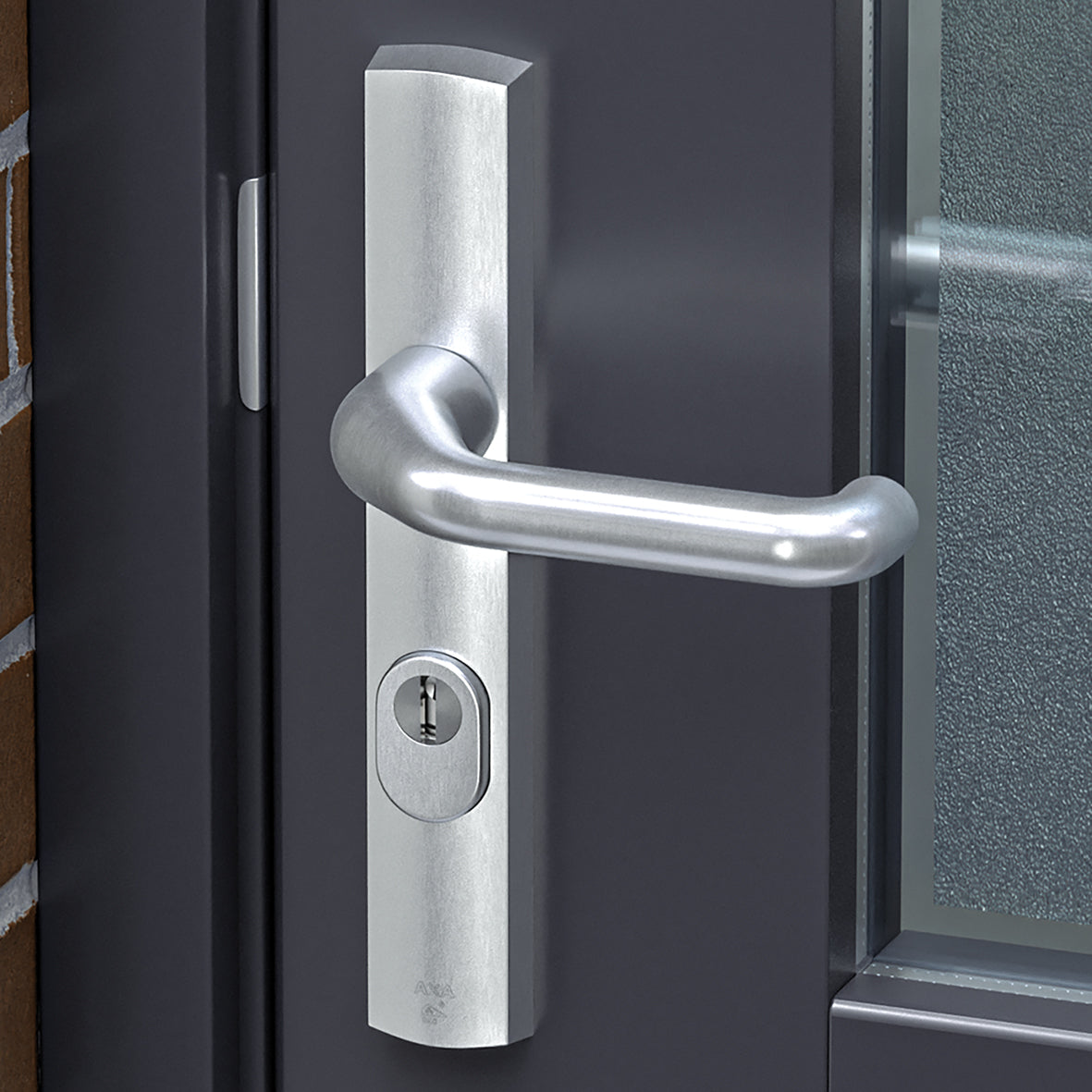AXA | Veiligheidsbeslag Premium smal kruk Flow PC55 anti-kerntrek | Aluminium naturel