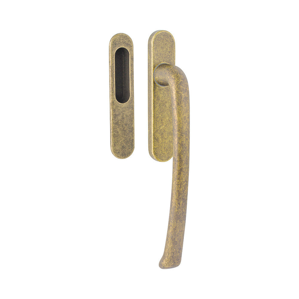 Hardbrass hefschuifdeurgreep Priamo enkel PC69 messing getrommeld vooraanzicht