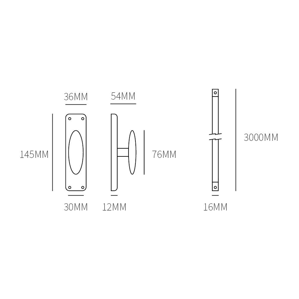 Hardbrass Mariani raamespagnolet 3000mm messing getrommeld technische tekening
