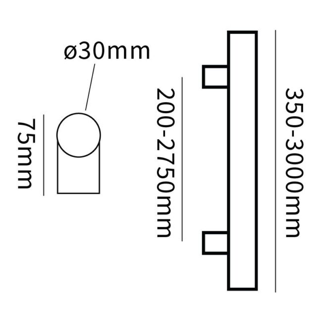 Hard Brass RVS T-greep 30x800x950 geschuurd roestvrij staal - detail