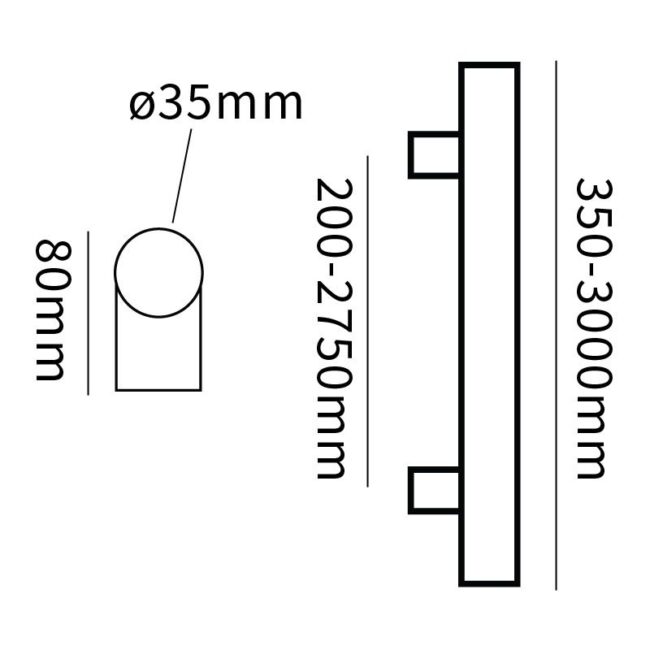 Hard Brass RVS T-greep 35x1900x2070 geschuurd roestvrij staal - detail