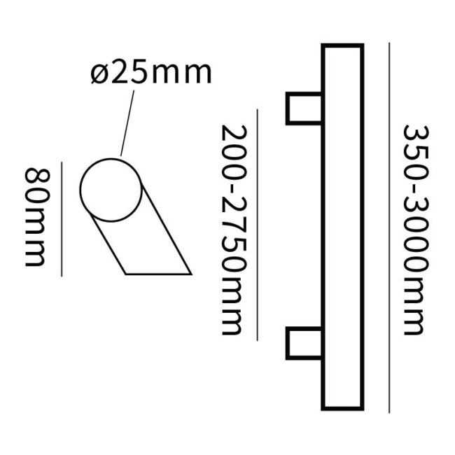 Hard Brass RVS T-greep 25x1400x1550, geborsteld RVS – detailfoto