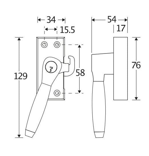 Artitec Mi Satori raamsluiting SKG1 Ton ebben messing glans nikkel detail