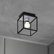 Buster + Punch Caged Wet plafondlamp Small Steel – vooraanzicht