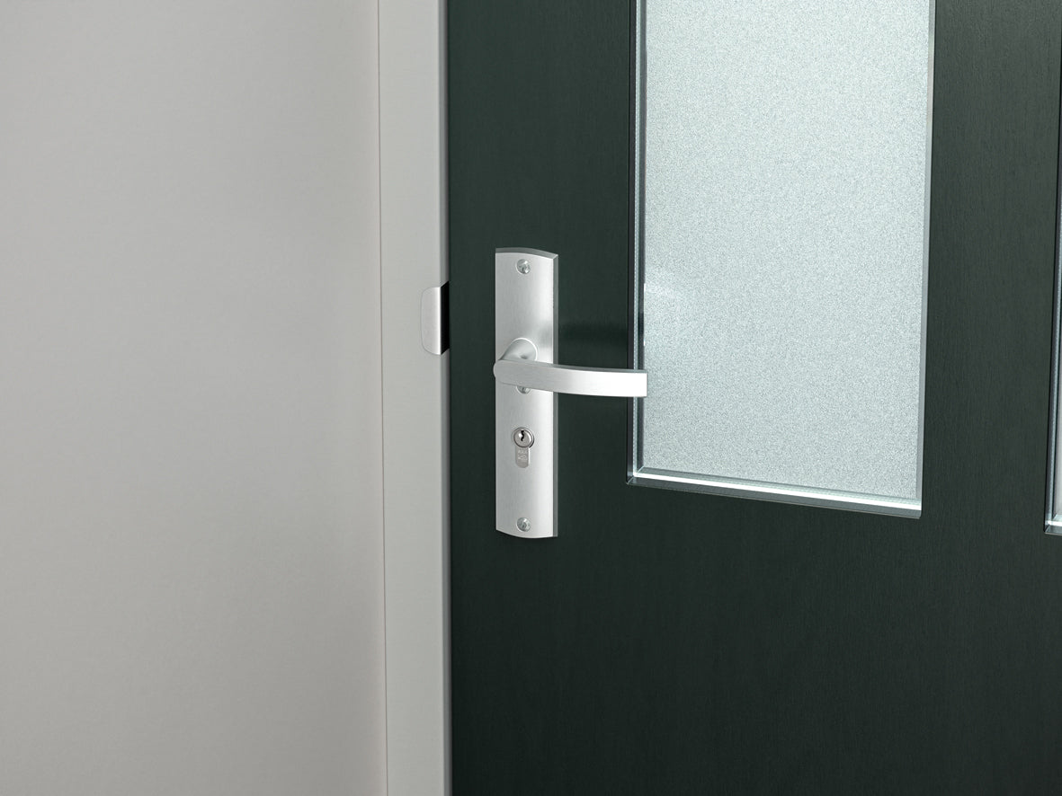 AXA | Veiligheidsbeslag Curve Plus kruk Wing+Blok PC92 anti-kerntrek | Aluminium naturel