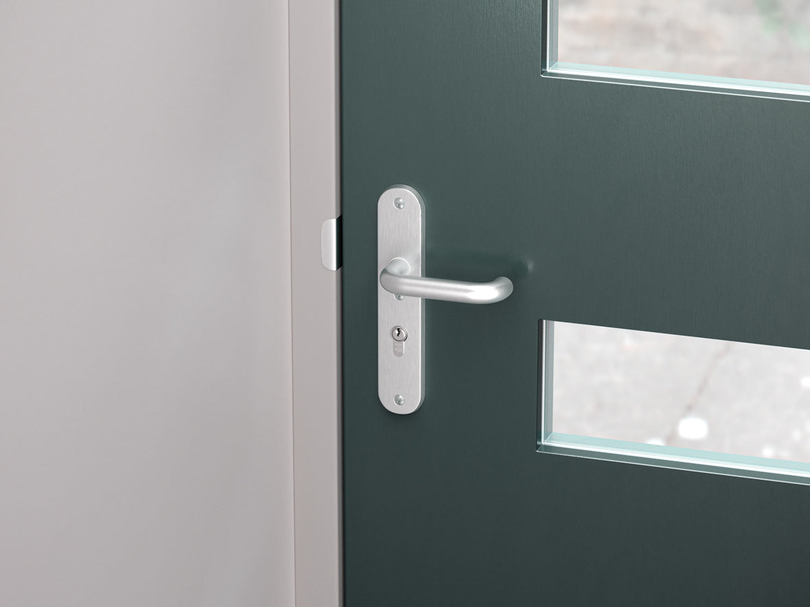 AXA | Veiligheidsbeslag Oval Plus Wing-knop+kruk U PC55 anti-kerntrek | Aluminium naturel