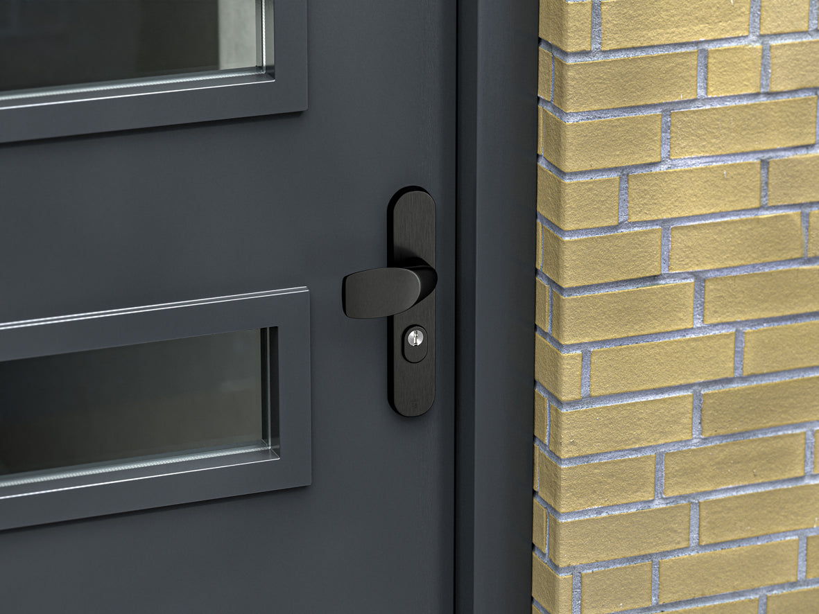 AXA | Veiligheidsbeslag Oval Plus Wing-knop+kruk U PC92 anti-kerntrek | Zwart