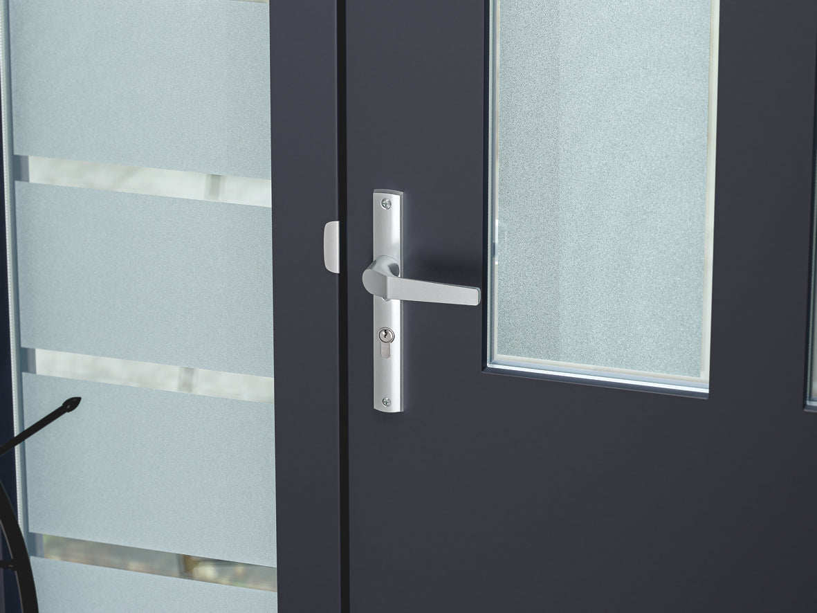 AXA | Veiligheidsbeslag Premium smal kruk Wing+Arrow PC92 anti-kerntrek | Aluminium naturel