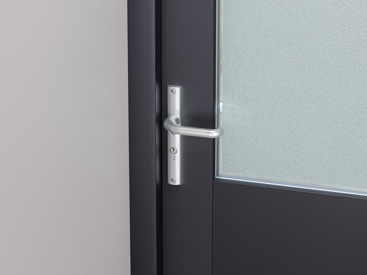 AXA | Veiligheidsbeslag Premium smal Wing-knop+kruk Flow PC92 anti-kerntrek | Aluminium naturel