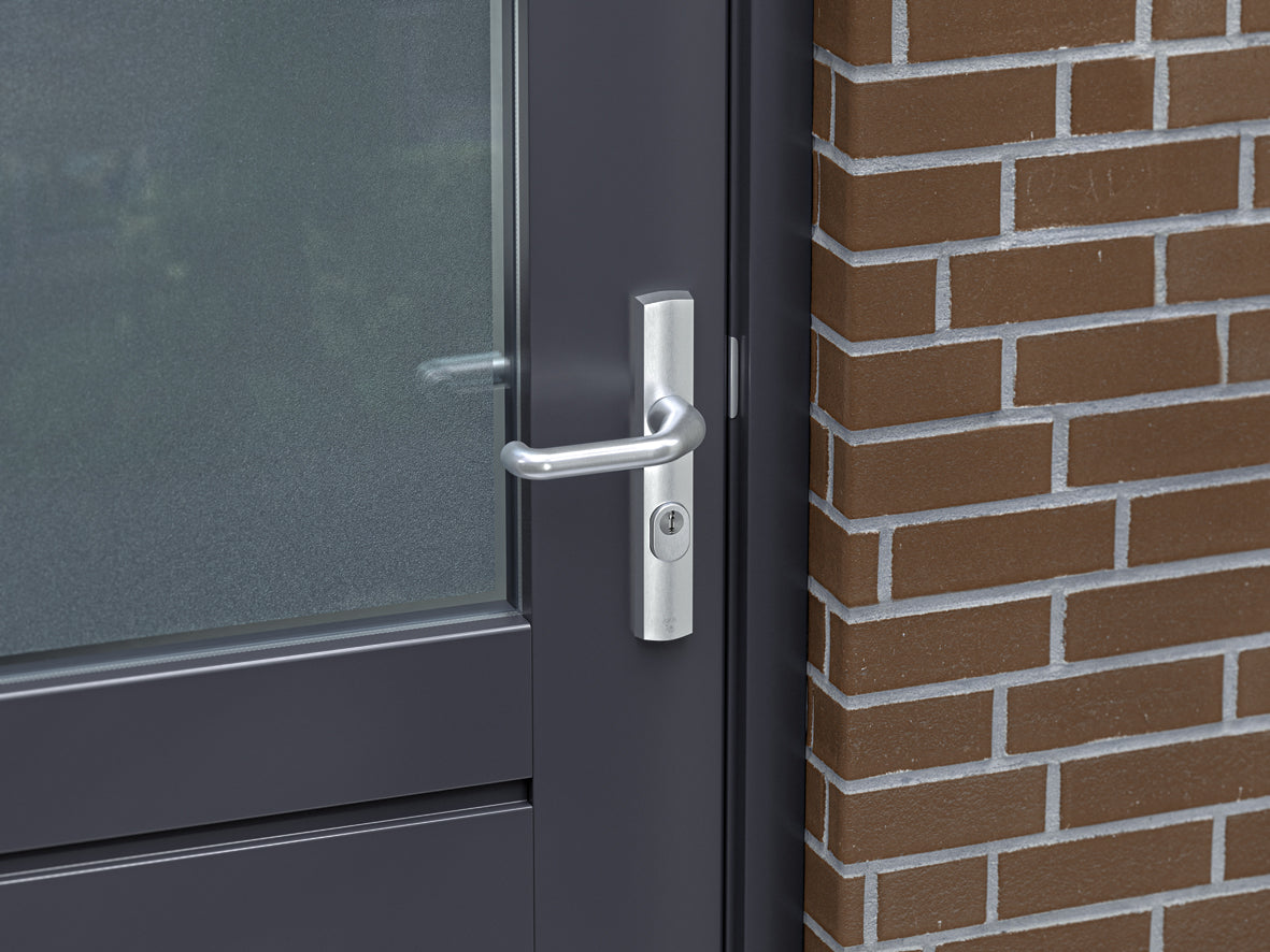 AXA | Veiligheidsbeslag Premium smal kruk Flow PC72 anti-kerntrek | Aluminium naturel