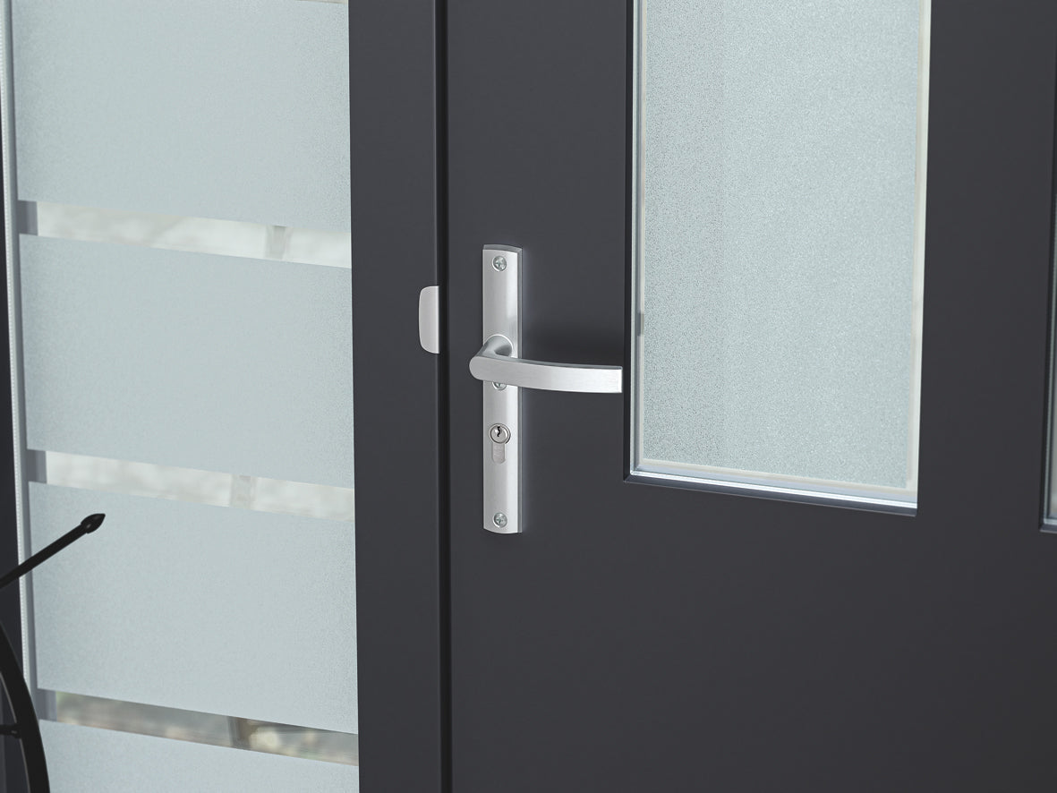 AXA | Veiligheidsbeslag Curve Plus smal kruk Wing+Blok PC92 anti-kerntrek | Aluminium naturel