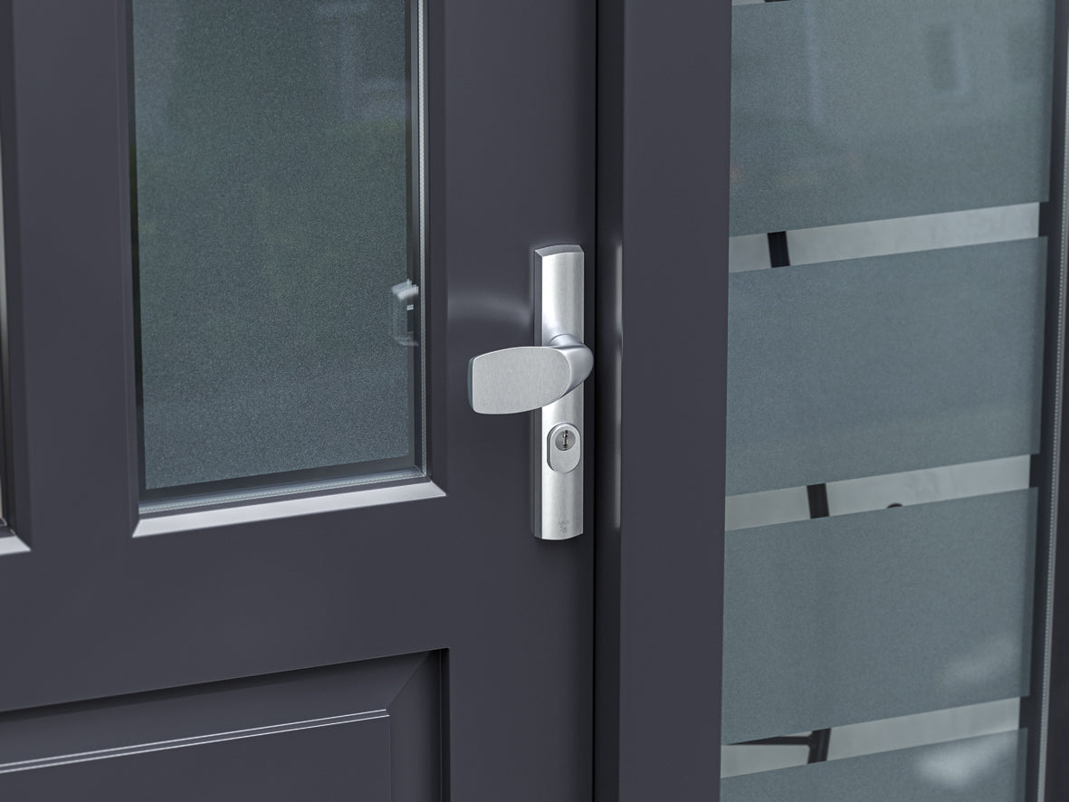 AXA | Veiligheidsbeslag Curve Plus smal kruk Wing+Blok PC55 anti-kerntrek | Aluminium naturel