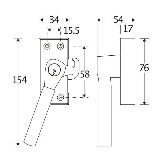 Artitec Mi Satori SKG1 raamsluiting Bauhaus ebben messing antiek detail