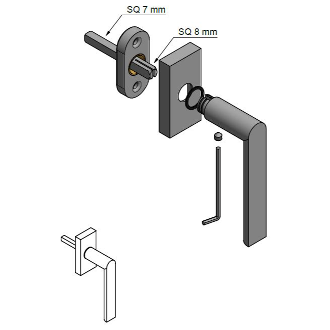 Formani PBA100-DK draaikiepgarnituur PVD mat zwart – detail