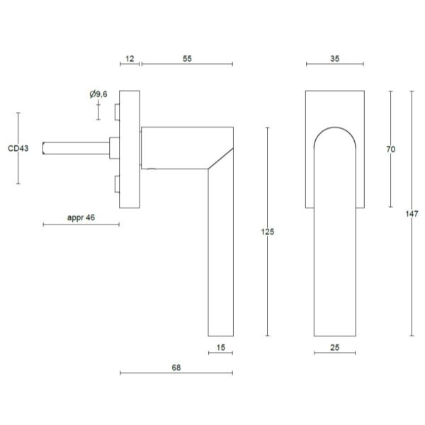 Formani PBA101-DK draaikiepgarnituur mat roestvast staal – detail