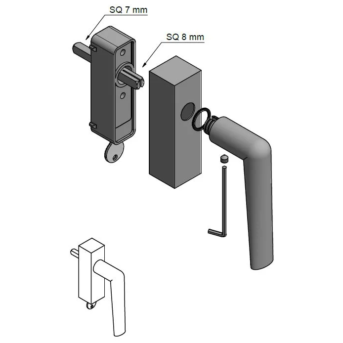 Formani PBI101-DKLOCK draaikiepgarnituur PVD mat zwart – technische tekening