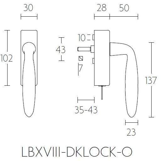 Formani LB18H-DKLOCK-O draaikiepgarnituur PVD gunmetal – detail