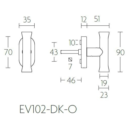 FORMANI EV102-DK-O draaikiepgarnituur mat zwart – detailweergave