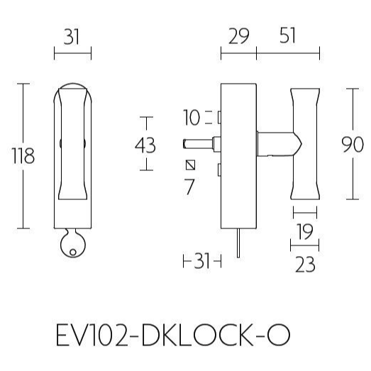 Formani EV102-DKLOCK-O draaikiepgarnituur mat zwart detail