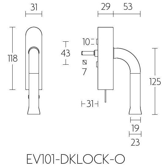 Formani EV101-DKLOCK-O draaikiepgarnituur PVD mat goud detail
