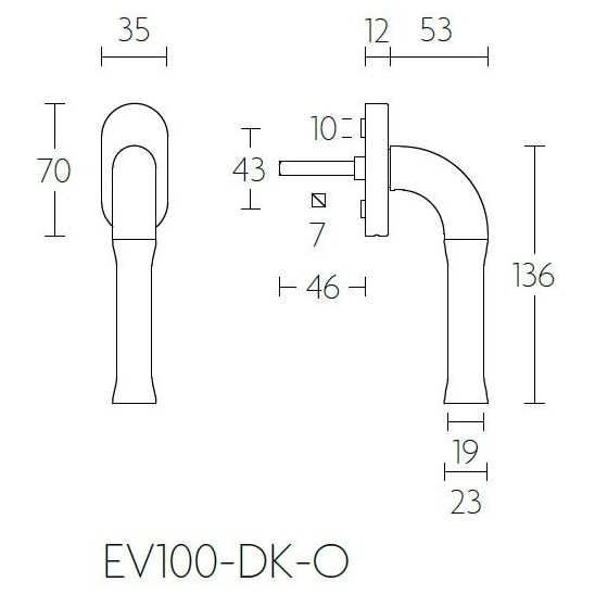 FORMANI EV100-DK-O draaikiepgarnituur mat goud/wit – detailweergave