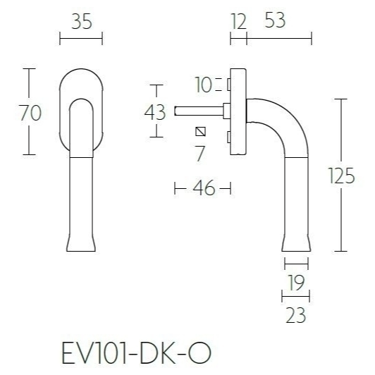 FORMANI EV101-DK-O draaikiepgarnituur rvs/mat zwart – detailweergave