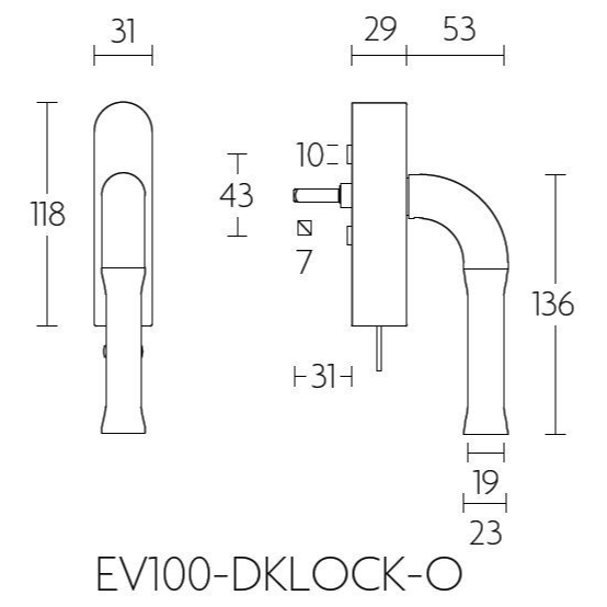 Formani EV100-DKLOCK-O draaikiepgarnituur PVD mat goud/wit detail
