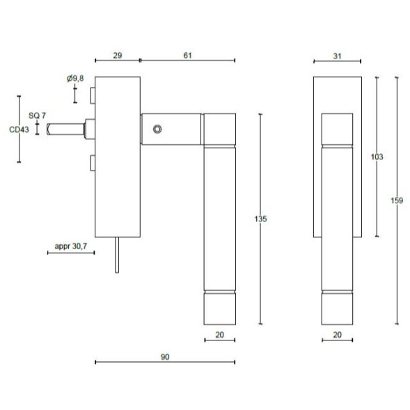 FORMANI JB100-DKLOCK draaikiepgarnituur mat zwart detail