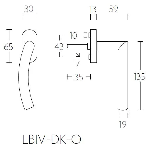 Formani LB4-DK-O draaikiepgarnituur mat roestvast staal rechtsdraaiend vooraanzicht