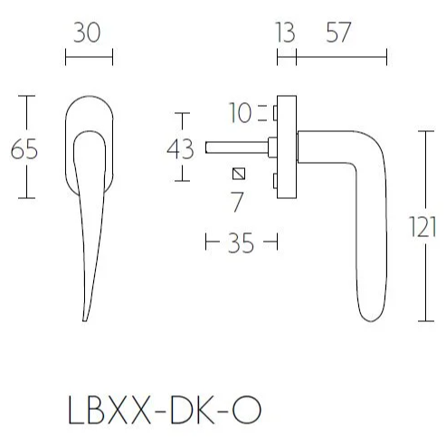 FORMANI LB20-DK-O draaikiepgarnituur mat roestvast staal detail